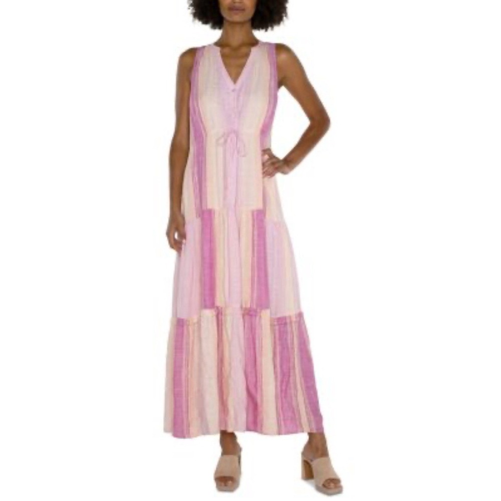 Liverpool Los‎ Angeles Maxi Dress XS Pink Sleeveless Summer Beach Casual Boho